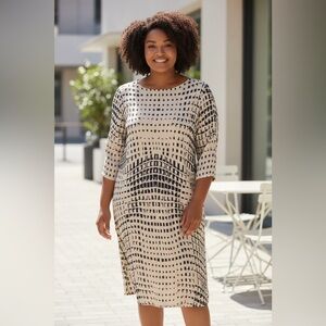 Gran Sasso Made in Italy Dress – Navy Geometric Print, IT 46 (US 10/12)